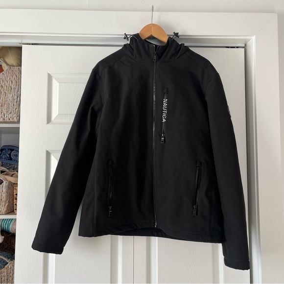 Nautica Other - Nautica Mens Hooded Jacket Black Water & Wind Resistant Size Large